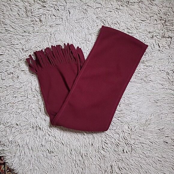 Burgundy Red Fleece Scarf Winter Fall Accessory Basics Classic Gorpcore Ski with - Picture 10 of 16